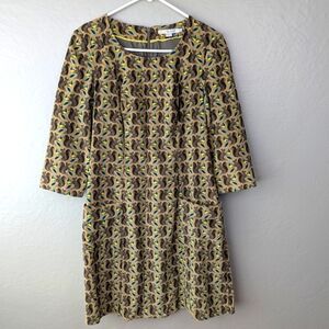 Boden Multicolor Patterned Long Sleeve Dress